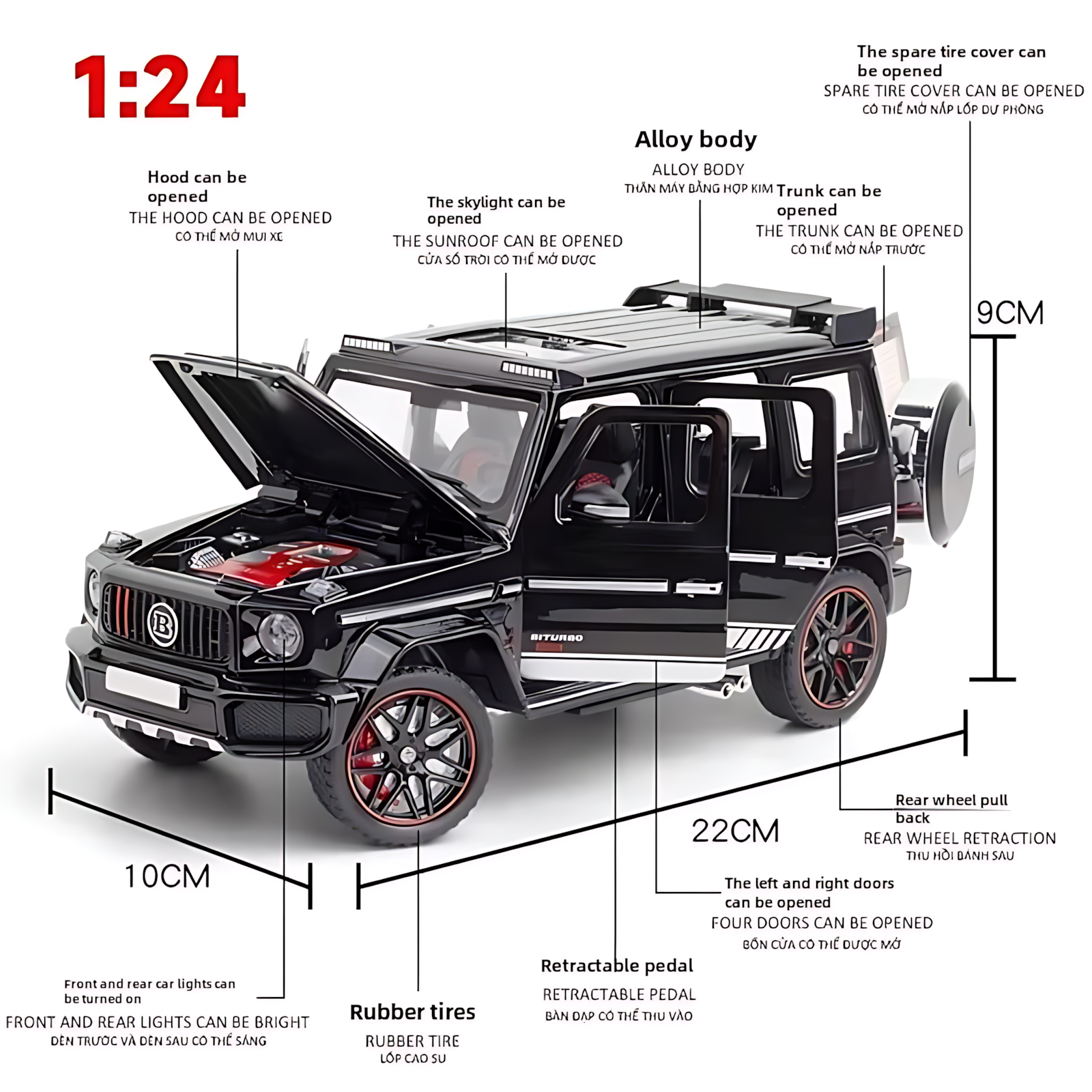 Машинка "Mercedes-Benz Gelendwagen Brabus", коллекционная, 1:24, металл, пластик