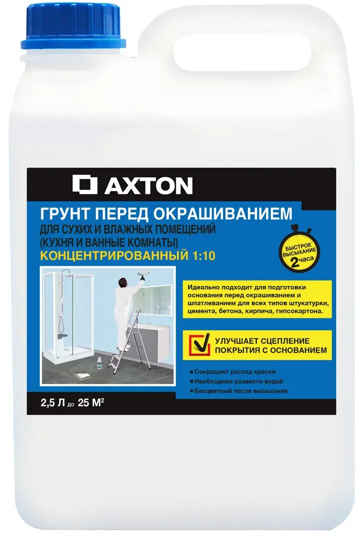 Грунтовка концентрат Axton для сухих и влажных помещений 2.5 л