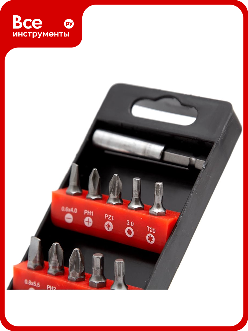 Набор бит 15 шт с магнитным держателем Vira 554101