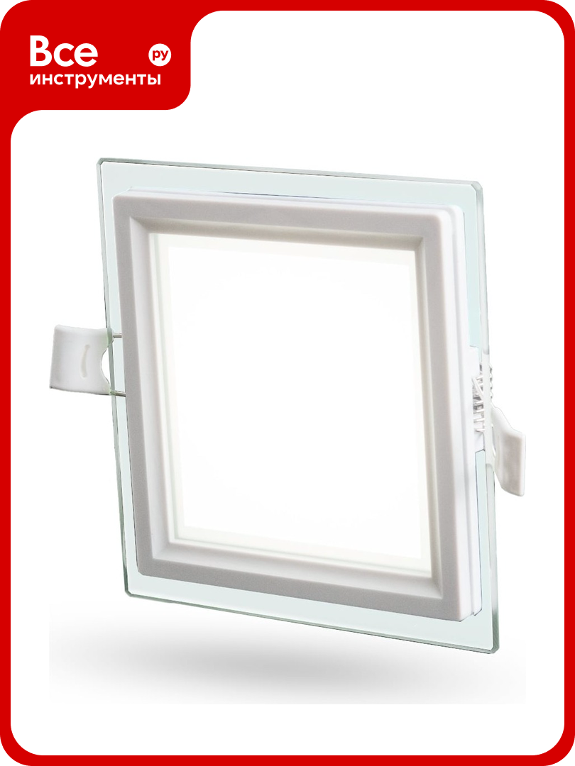 Светильник со стеклом 9W 4200K квадрат Datts Slim Glass Panel 9W 4200K square