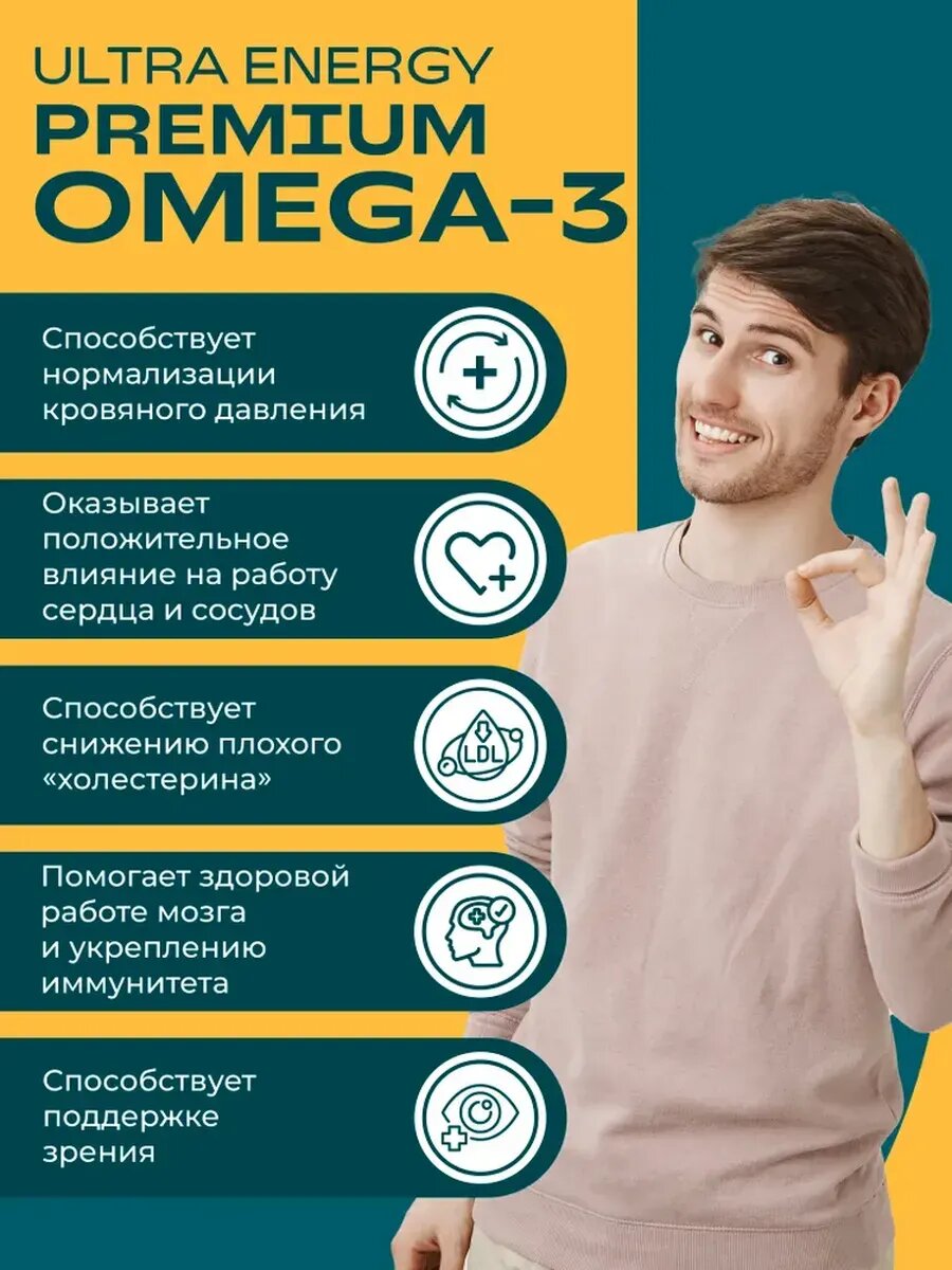 Картинки Витамины Е и Омега 3 90 капсул халяль UESUPPS Ultra Energy, рыбий жир БАДы для мужчин, женщин для иммунитета