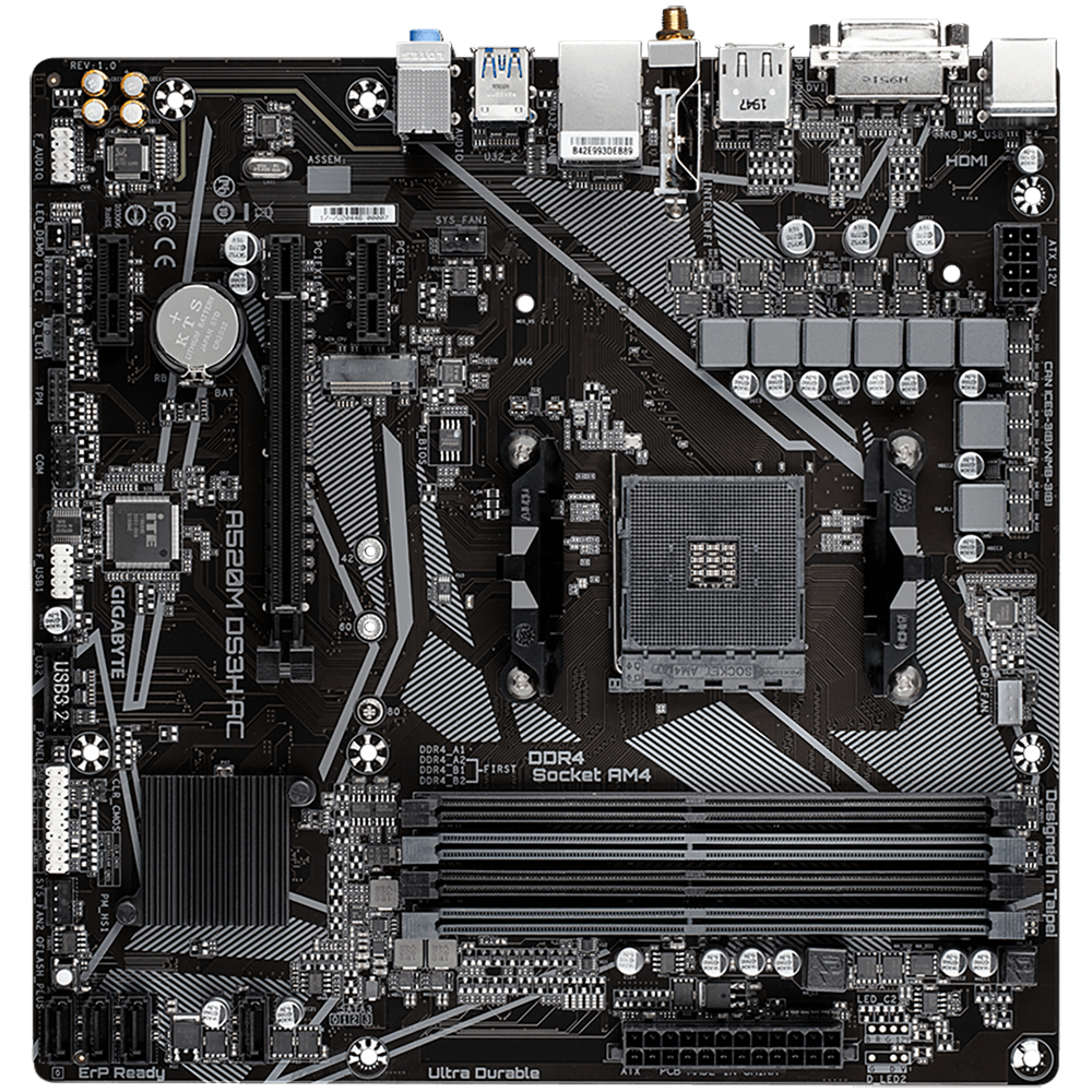 Материнская плата Gigabyte A520M DS3H AC, AM4, AMD A520, Micro-ATX, RTL (A520M DS3H AC)