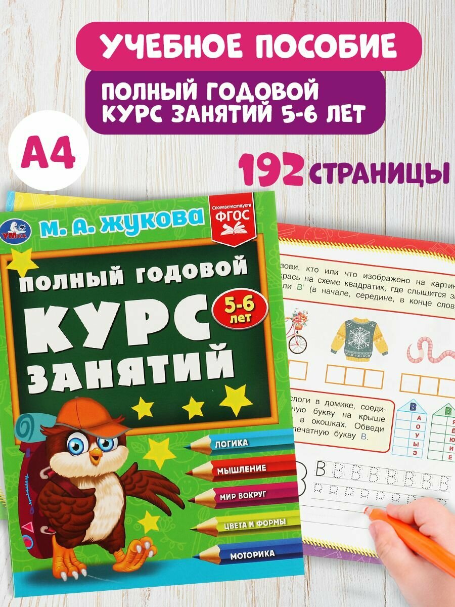 Годовой курс подготовки к школе 5-6 лет Жукова Умка / развивающая книга детская