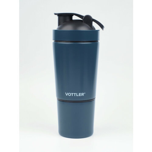 Шейкер металлический спортивный с чашей под протеин VOTTLER для спортивного питания