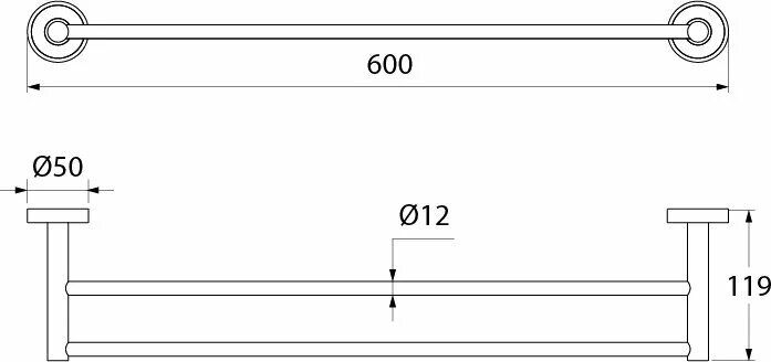 Полотенцедержатель Iddis Calipso двойной 60 см хром