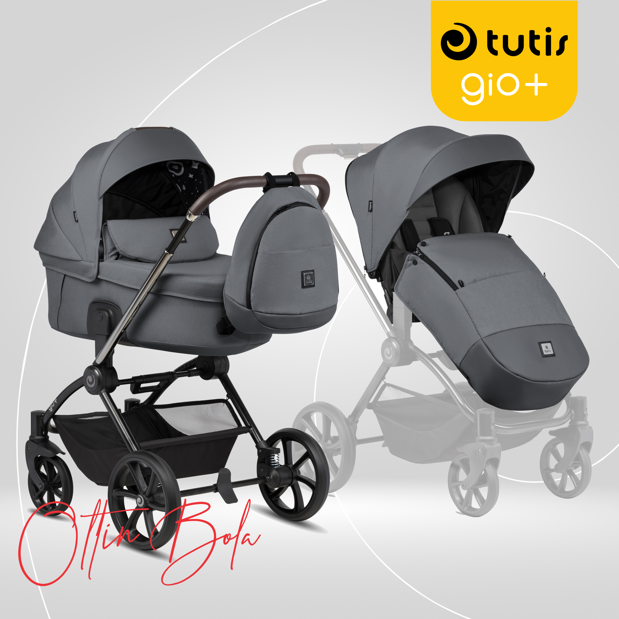 Коляска детская Tutis "GIO+", универсальная, 2 в 1, 143133 GRIGIO