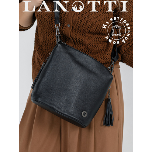 фото Сумка кросс-боди lanotti, фактура зернистая, чёрный