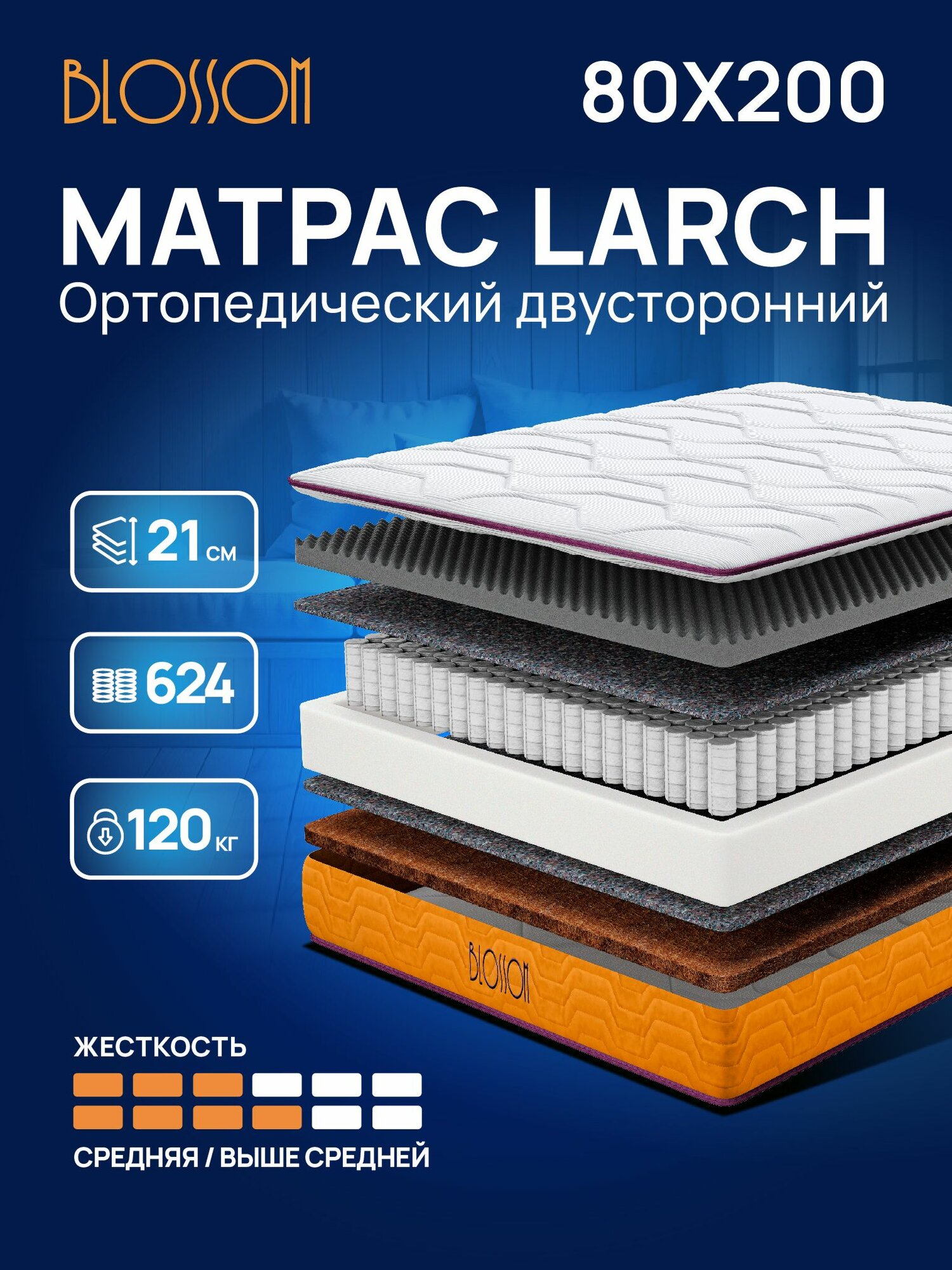 Матрас Blossom Larch  Независимые пружины  80х200 см