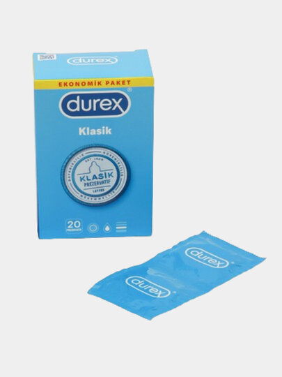 Презервативы, Durex, латексные, 18 см x 56 мм, силиконовая смазка, 20 штук