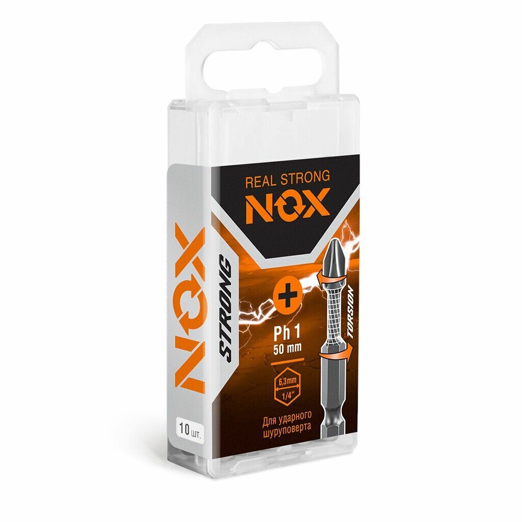 Набор бит Nox Strong torsion PH1 50 мм 10 штук для шуруповерта Китай