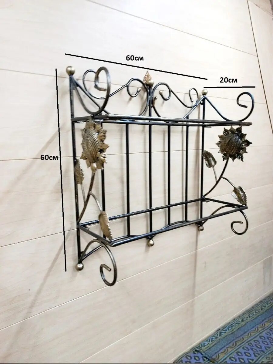 Кованый стеллаж для ванной, Студия кованой мебели Нива, цвет черный/бронзовый