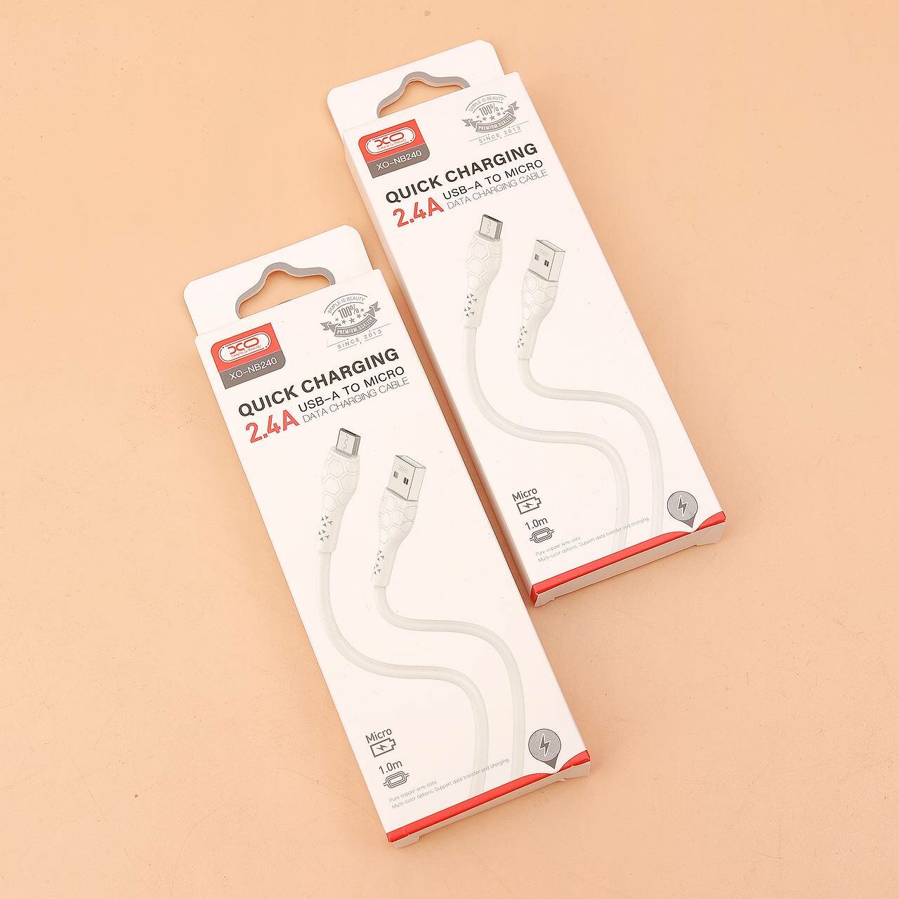 Кабель USB XO NB240 Micro-USB, 1м, универсальный, для зарядки и синхронизации, белый
