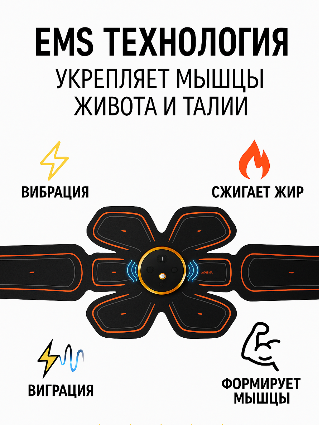 Массажный тренажер для похудения Ems Shape Идеальная фигура, похудение