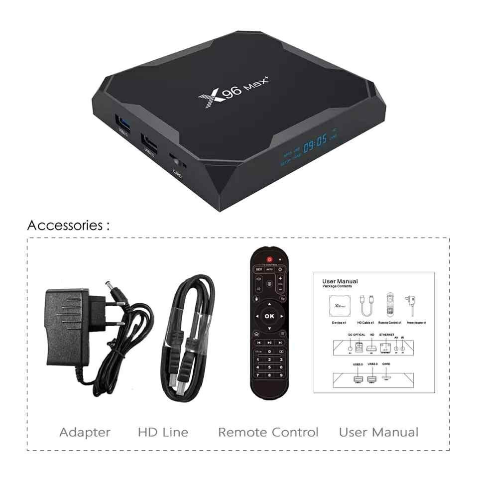 Смарт-ТВ приставка X96 Max Plus, Android 9, 4GB/32GB, IPTV, 4K