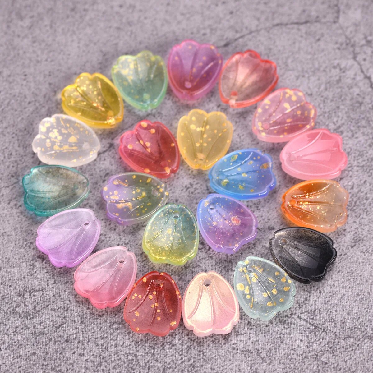 Бусины-подвески в форме лепестков цветов 10 шт 12 х15 мм Random Mixed 12x15mm