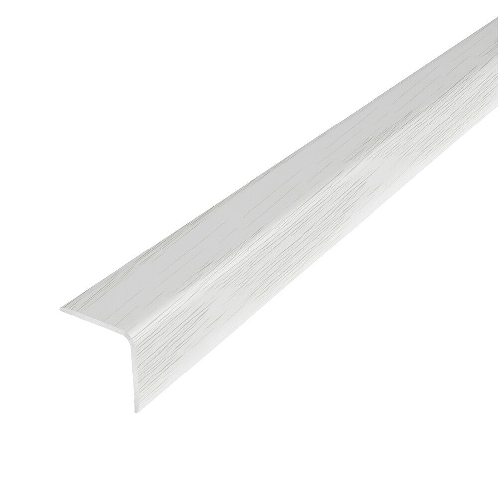 Уголок для плитки ламинированный скошенный край алюминиевый 2700х20х20 мм дуб кантри белый