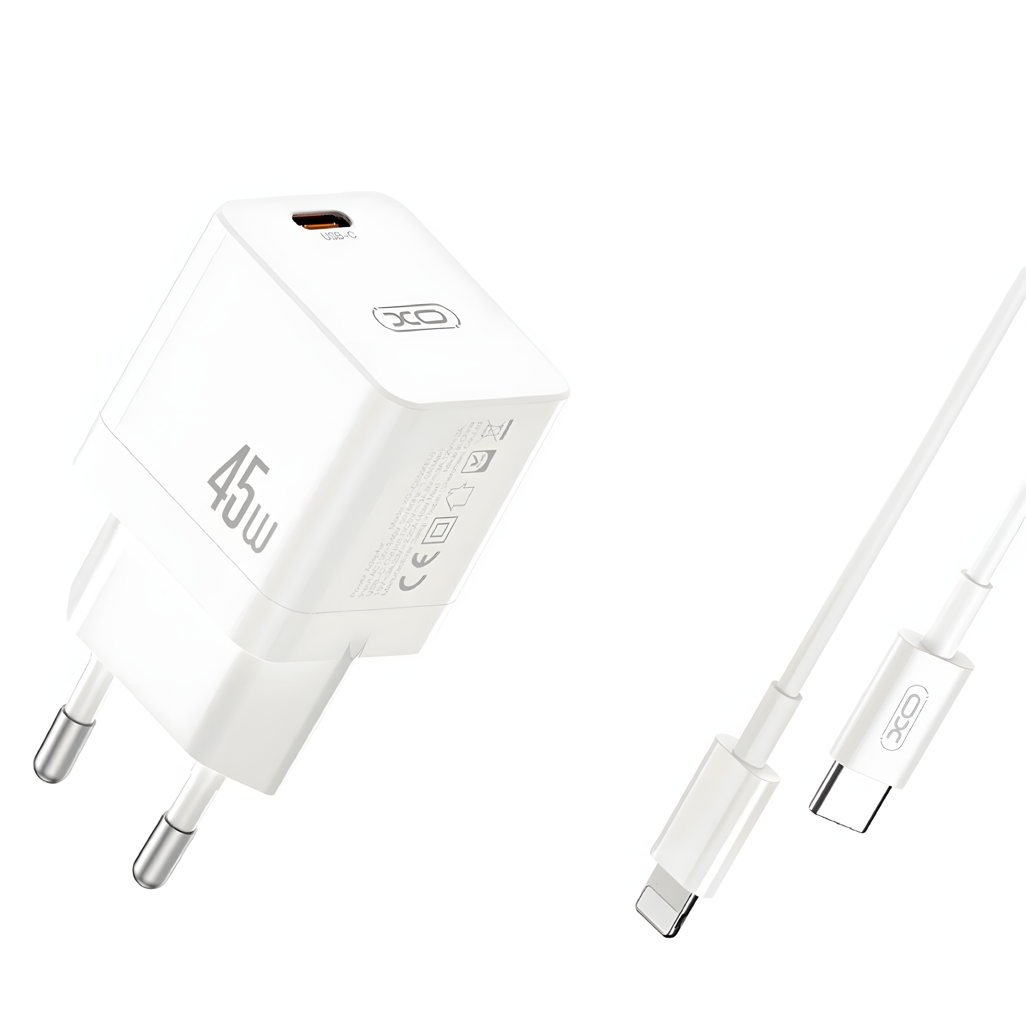 Универсальное сетевое зарядное устройство XO CE09, USB Type-C, быстрая зарядка для iPhone/смартфонов, белое