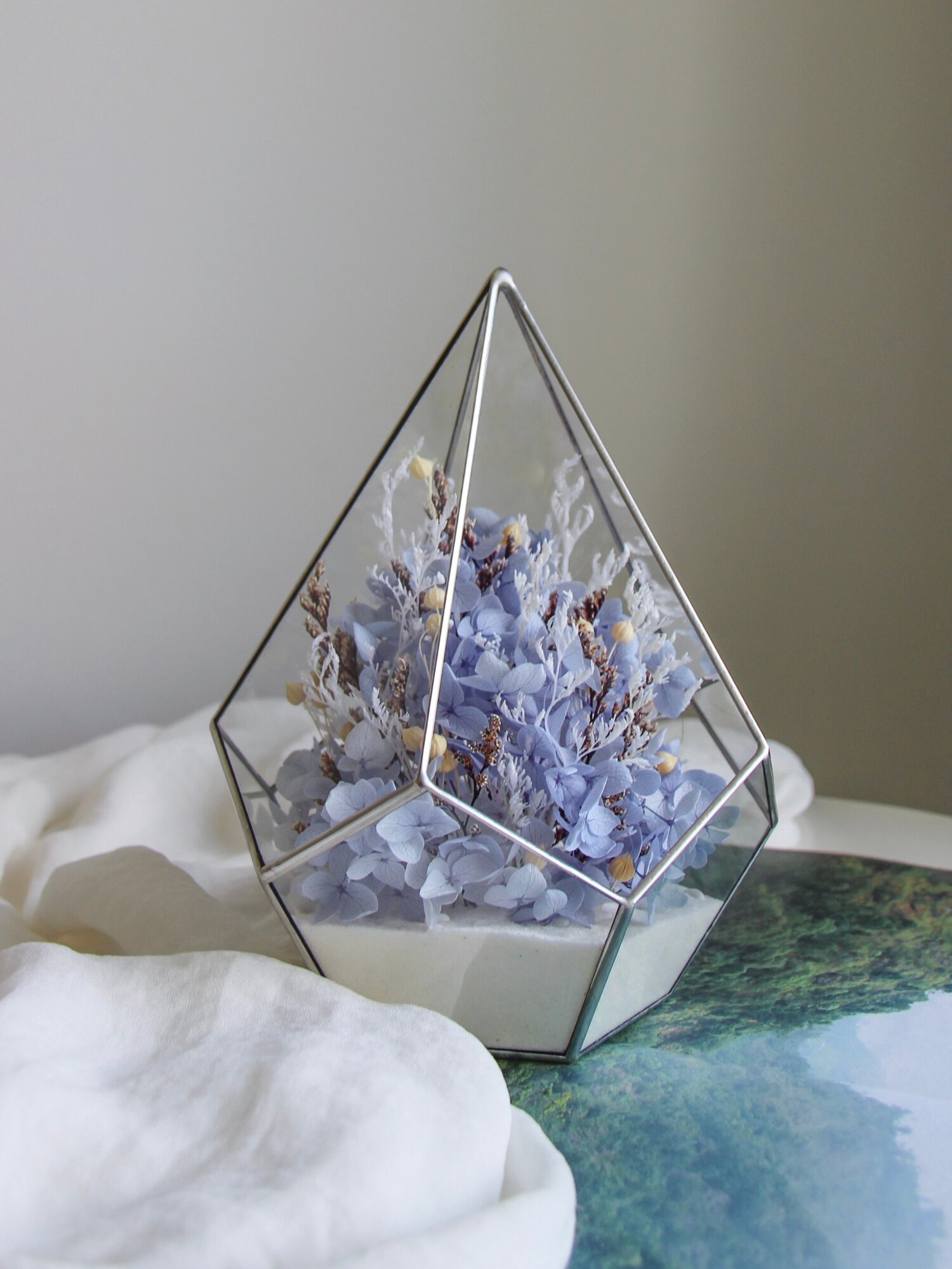 Флорариум CеверИнсайд капля с сухоцветами  Гортензия 