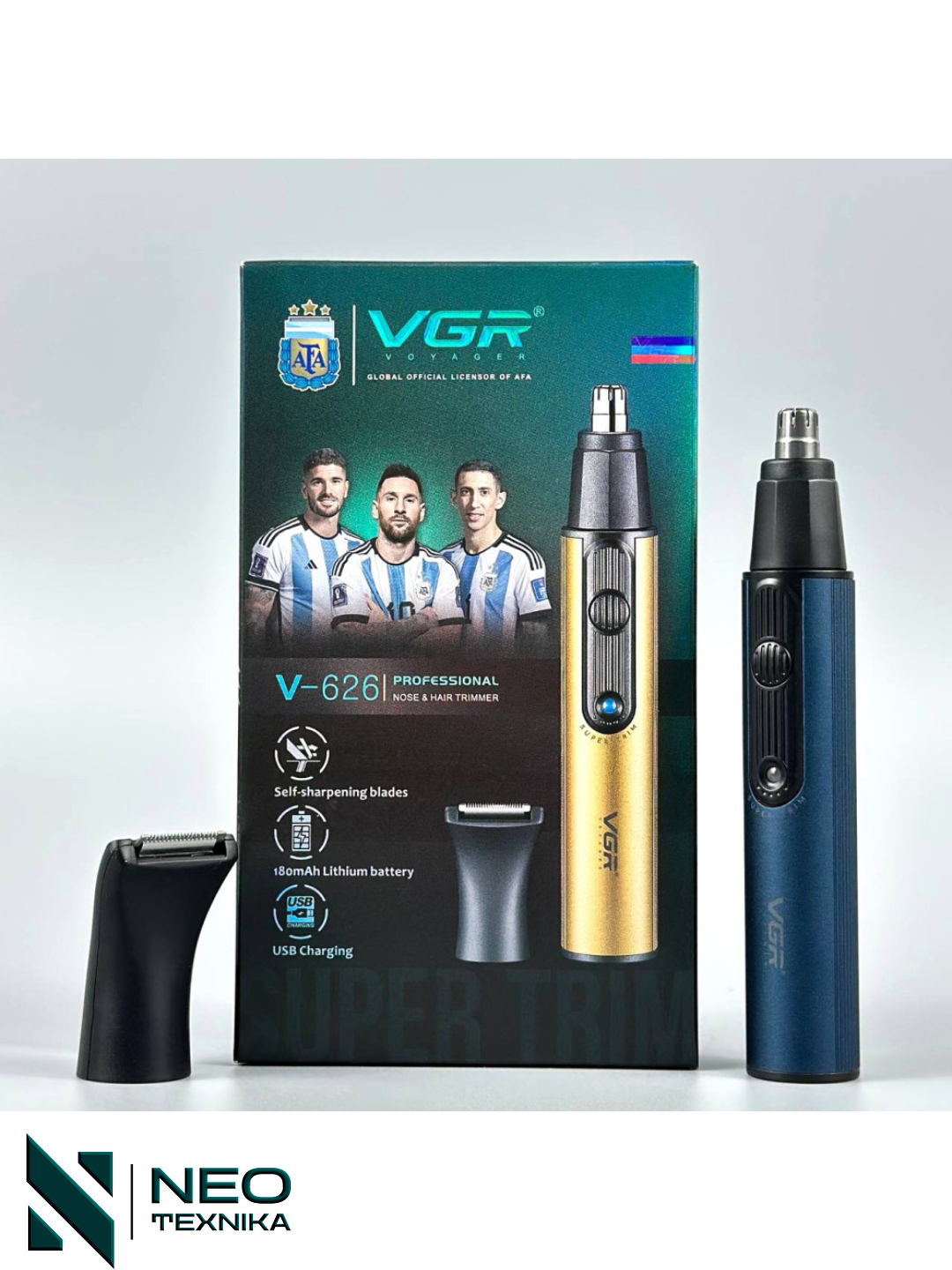 Триммер VGR V-626, 2-в-1, для волос в носу и ушах, нержавеющая сталь, IPX4, USB-C