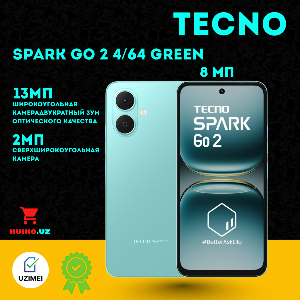 Смартфон Tecno SPARK Go 2 4/64 ГБ, 6.6" 1612x720, Full HD, IPS 60 Гц, 5000 мА/ч