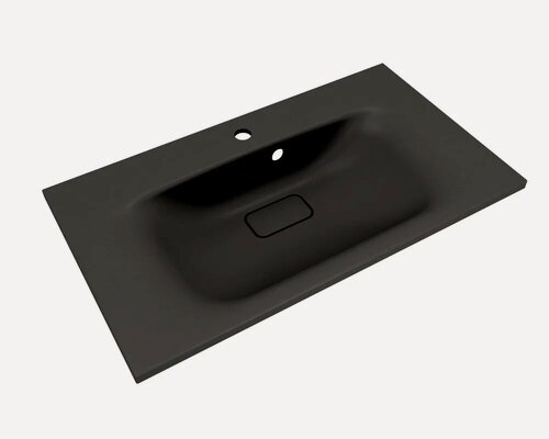 Изображение товара Мебельная раковина Style Line Фортуна 80 накладная, из кварцевого композита, черная, серая, матовая, раковина для ванной, прямоугольная