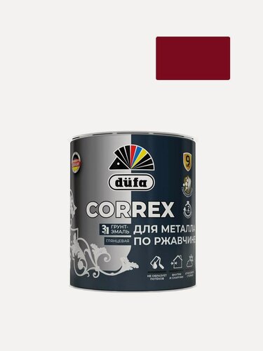 Изображение товара Грунт-эмаль по ржавчине гладкая Correx 3 в 1 RAL-3005 винно-красный 2 л