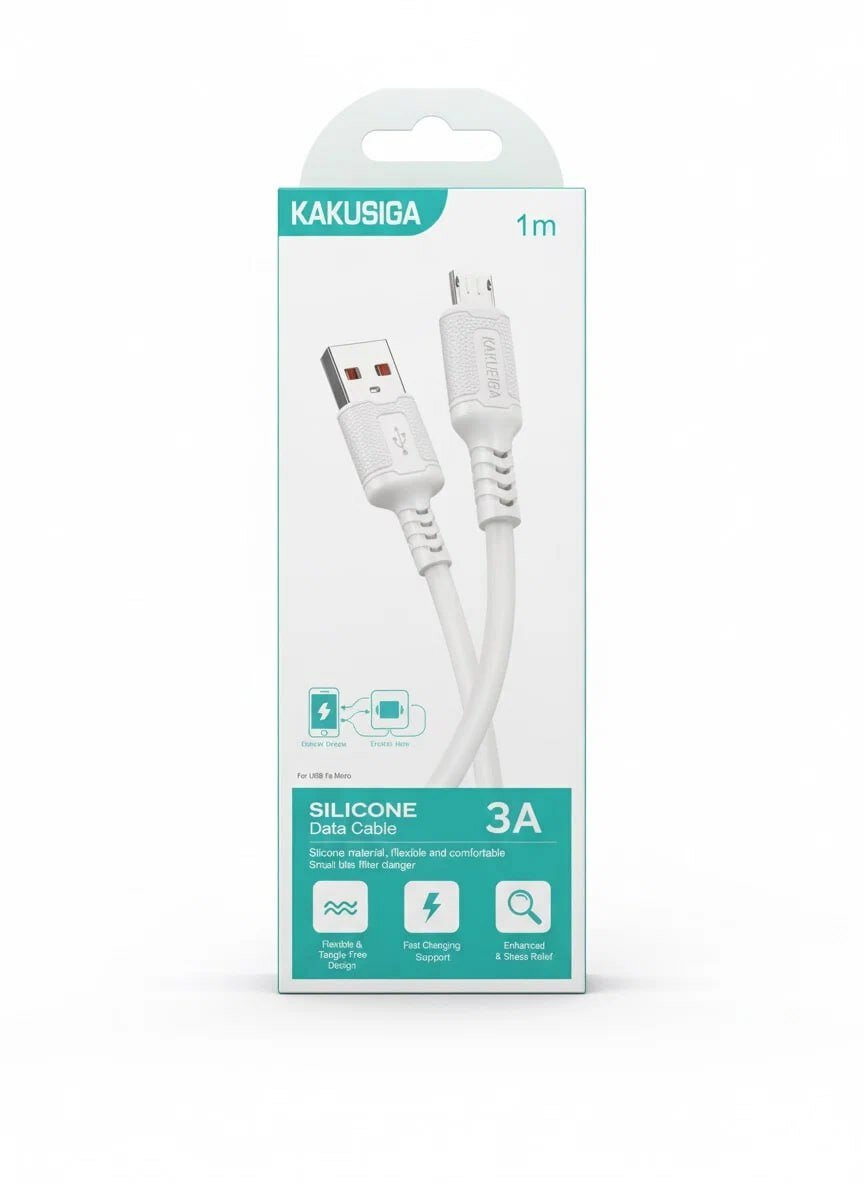 Кабель KAKUSIGA, USB-Micro, 3A, огнестойкий, силиконовый, 1м — фото 1