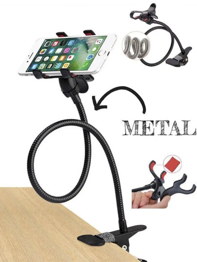 Держатель с зажимом на 360 градусов для телефона с подпружиненной металлической, 50 см