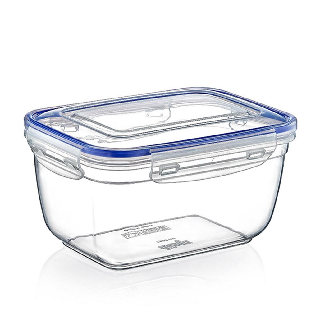 Контейнер пластиковый герметичный 18л прямоугольный глубокий прозрачный с синей крышкой