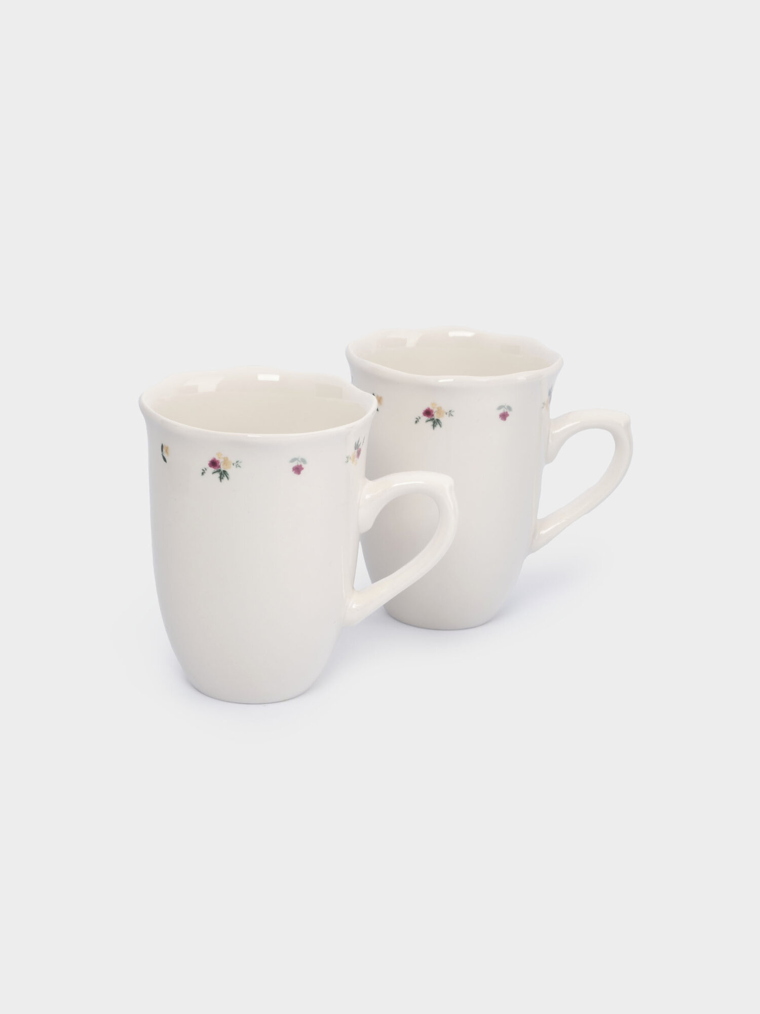 Кружка, 370 мл, 2 шт, фарфор N, белая, Цветы, Meadow — фото 1