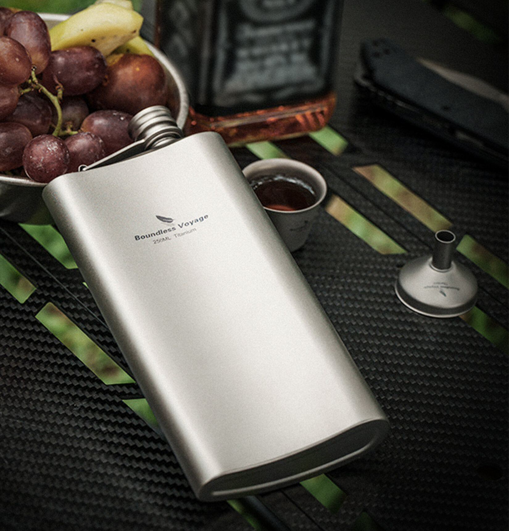 Фляга титановая 250мл воронка чехол