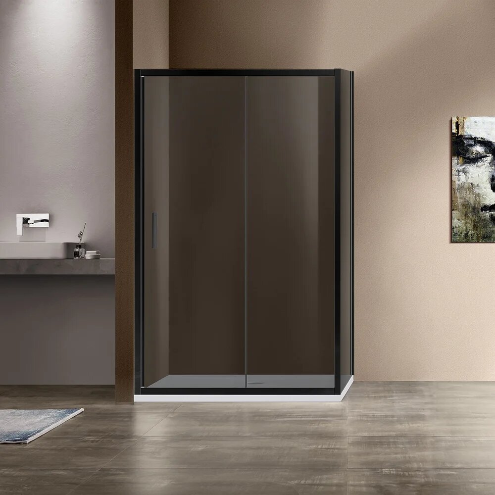 Душевой уголок Vincea Garda VSR-1G9012CGB без поддона, стеклянный, черный, 120x90, раздвижной, итальянский