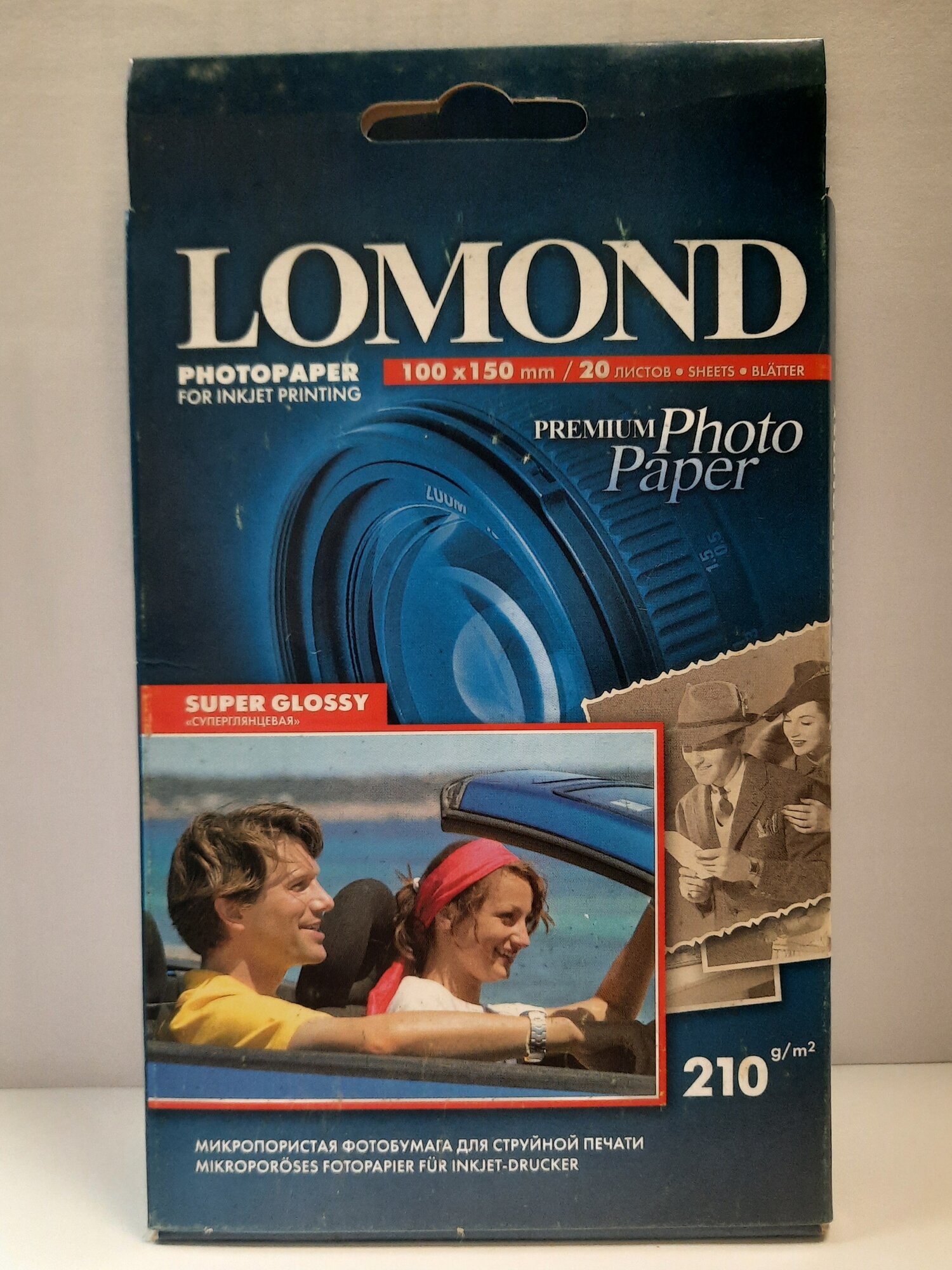 Фотобумага для струйного принтера Lomond, A6, 10*15 см, Photo Paper, 210 г/м², суперглянцевая, 20 л, белая,1101109.