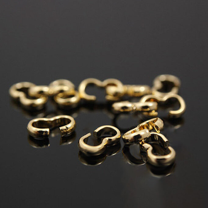 Коннектор, 7х3х1.3мм, Корея, бесконечность, зажимная, базовый материал - латунь, позолоченная, 4 грамма