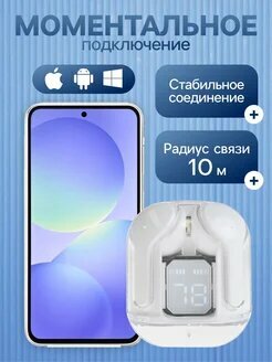 Беспроводные наушник с дисплеем, микрофоном и шумоподавлением IOS Android