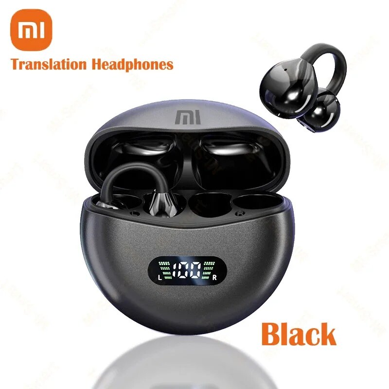 Беспроводные наушники-переводчики Xiaomi BT AI, точность 144 языка, наушники-переводки языков в реальном времени, умный голосовой переводчик, Ai Translation Black