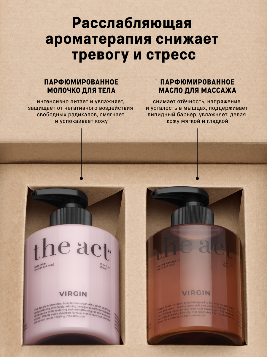 Подарочный набор для тела The Act , молочко и масло для массажа — фото 1