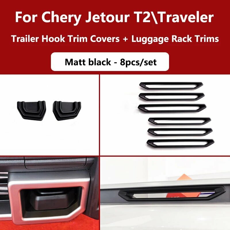 Для Chery Jetour Traveler 2023 2024 2025 Jetour T2 T1 Багажник на крышу в стиле углеродного волокна, декоративная полоса, крышка, 6 шт, Matt black