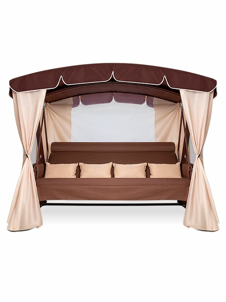 Уличные садовые качели роттердам шоколад для дачи четырехместные подвесные с тентом и москитной сеткой