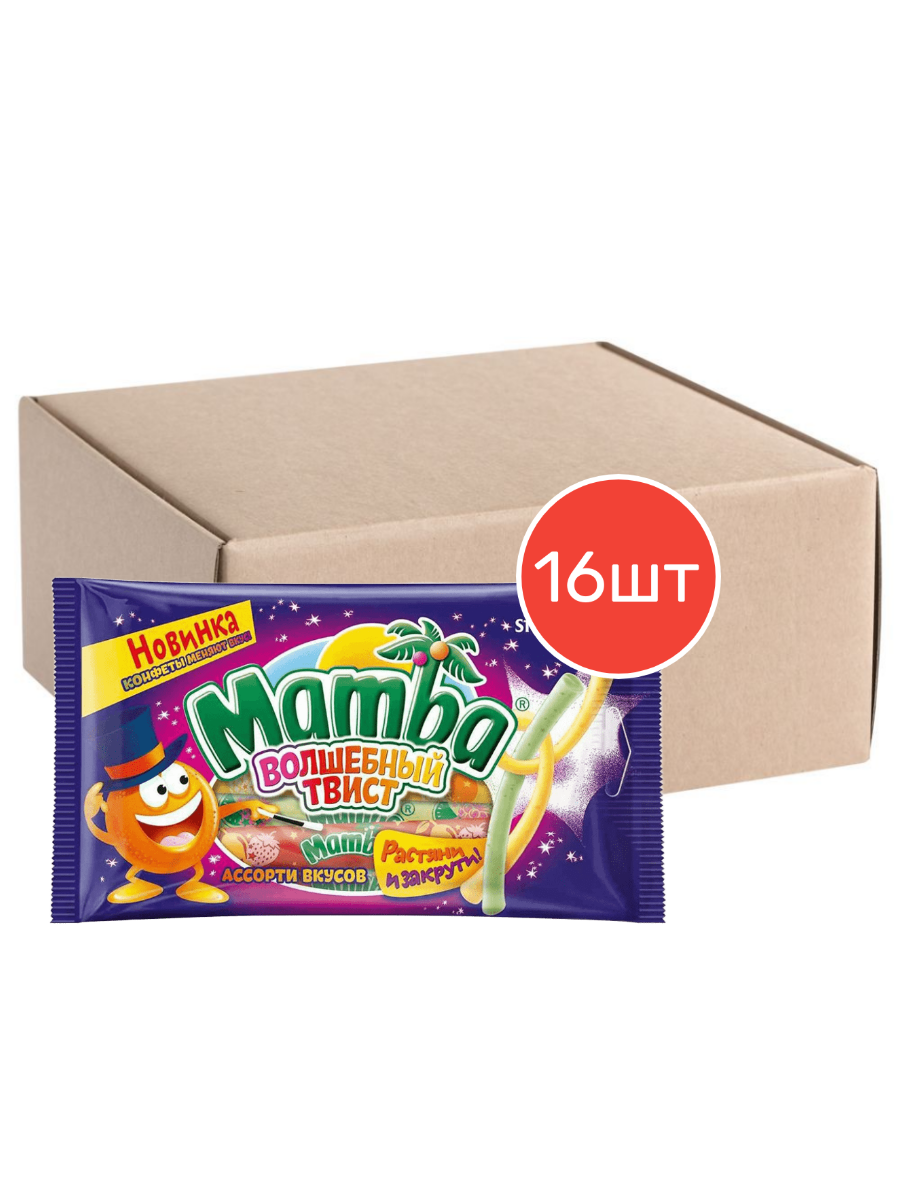 Жевательные конфеты, "Mamba", "Волшебный твист", 70г 16 шт