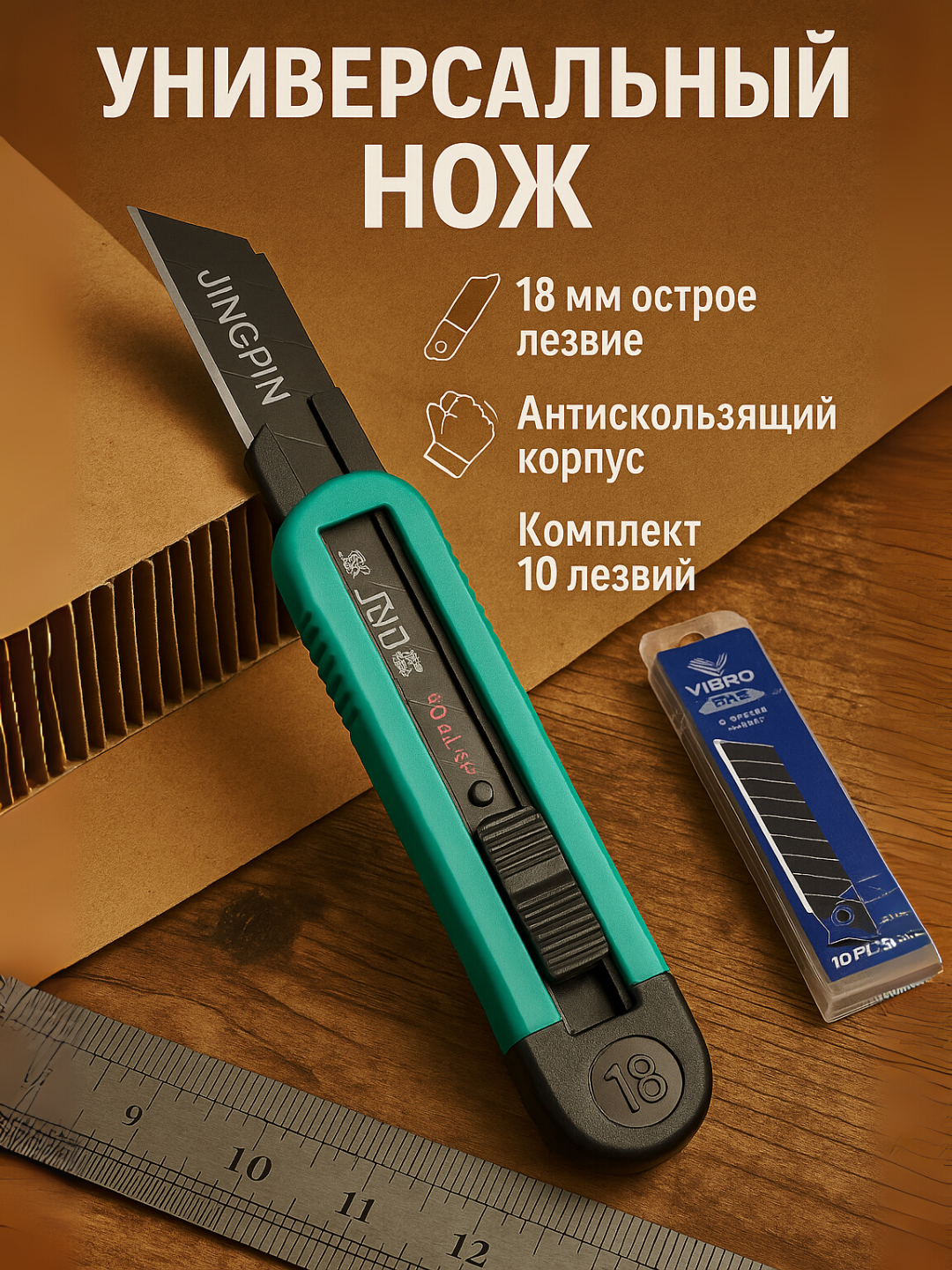 Многофункциональный универсальный нож для различных видов работ, бирюзового цвета