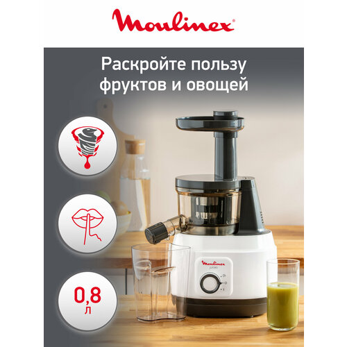 Шнековая соковыжималка Moulinex ZU150110 Juiceo, белый / черный