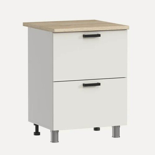 Изображение товара ARNIKA Шкаф для кухни напольный с ящиками без столешницы "Комфорт Эстетик", молочный МДФ, 60х48х81,6 см