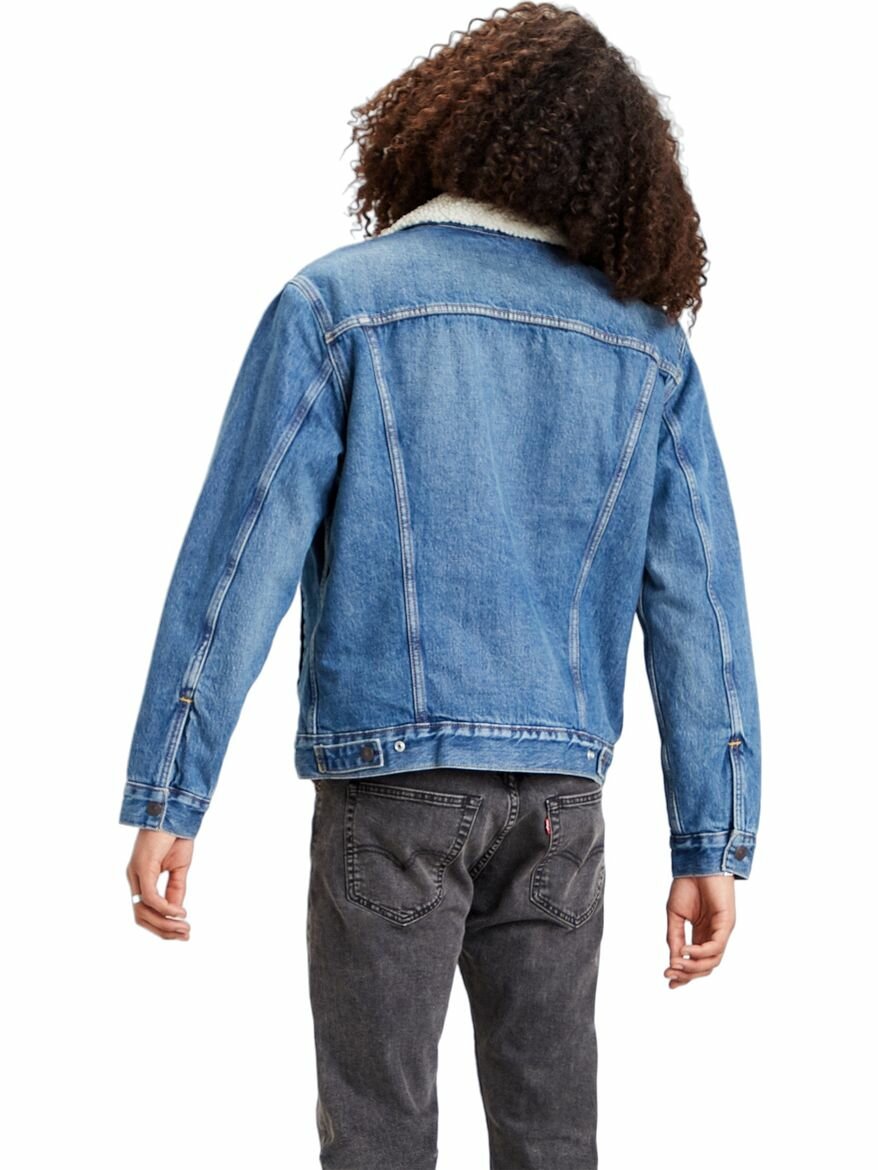 Куртка джинсовая Levi's Men TYPE 3 SHERPA TRUCKER, размер S, синий/белый — фото 1