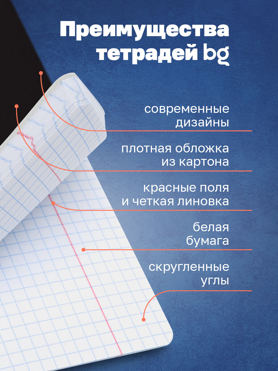 Тетрадь школьная в клетку 48 листов, формат А5 BG "Россия"/ Набор школьных тетрадей 5 штук — фото 1
