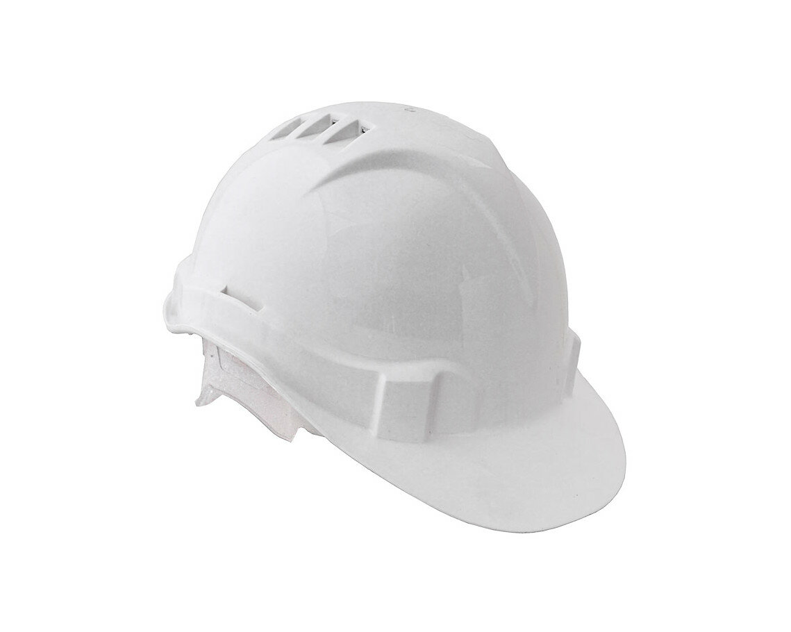 Каска защитная КЭС Европласт с козырьком белая 6 точек крепления
