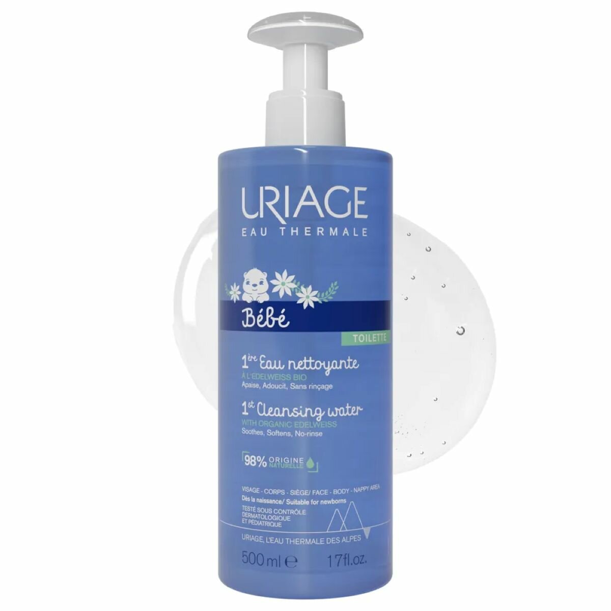 УРЬЯЖ ПЕРВАЯ Очищающая вода для детей и новорожденных 500 мл  URIAGE Bebe 1st Cleansing Water