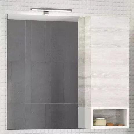 Зеркало с шкафчиком «Comforty» Прага 90 без света дуб белый правый