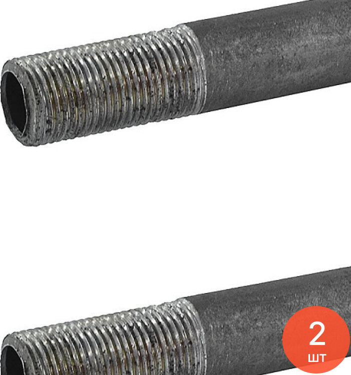 Сгон КАЗ Ду15 прямой удлиненный наружная резьба из стали с оцинкованным покрытием диаметр 1/2дюйма длина 800мм / водоснабжение (комплект из 2 шт)