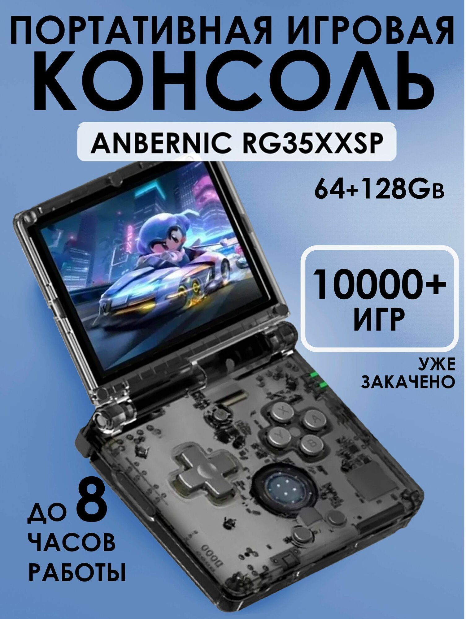 Игровая консоль RG35XXSP 64Гб+128Gb, черный